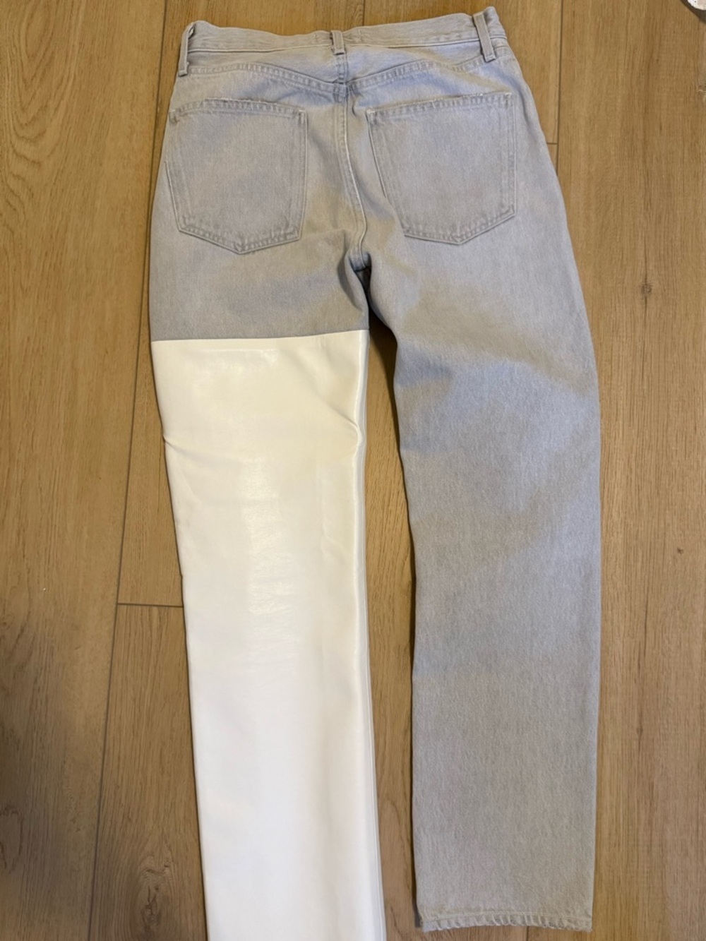 Agolde Two-Tone Straight Leg Jeans - Light Gray & White - Picture 4 of 4